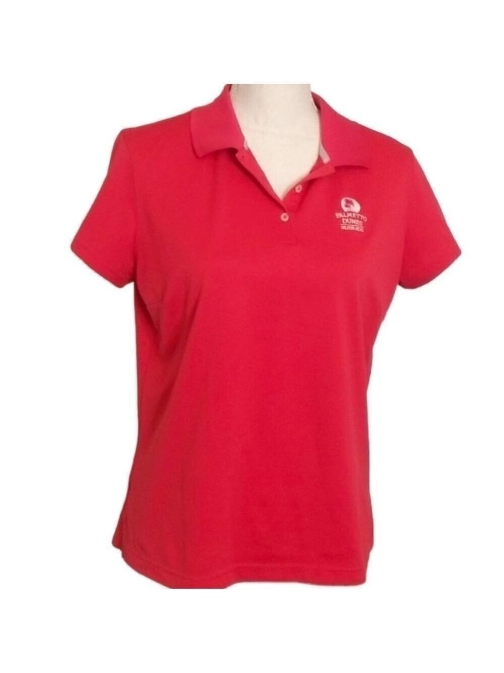 Adidas L golf top short sleeve polo button collared embroidered logo Climalite